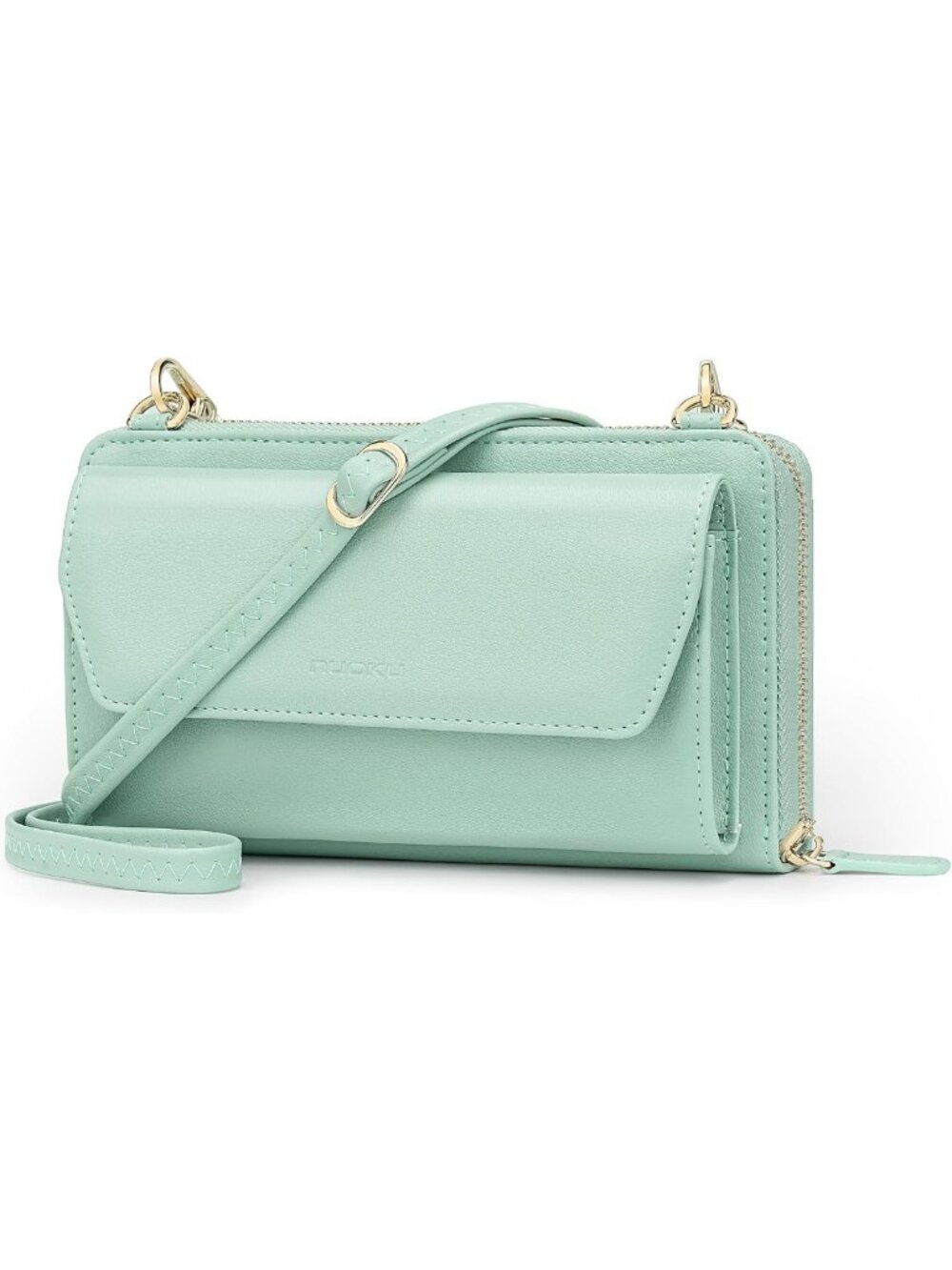 RFID Blocking Women's Wristlet Wallet, Zip-Around Crossbody Clutch with 2 Straps